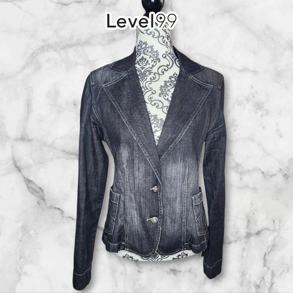 VTG ⭐️ LEVEL 99 Black Denim Blazer - Large